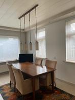 Eettafel Kersenhout en 4 stoelen beige alcantara, Huis en Inrichting, Ophalen, Gebruikt, Rustiek, 50 tot 100 cm