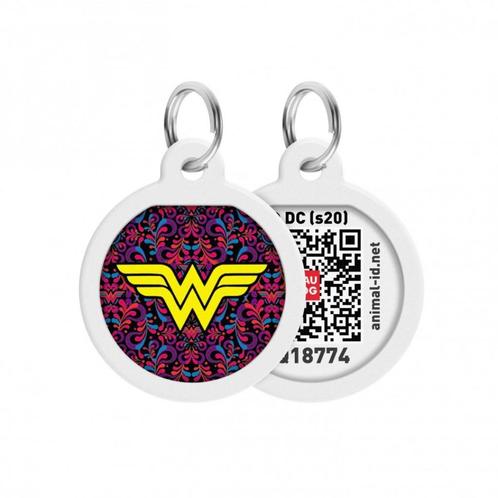 WAUDOG Wonder Woman QR Pet Tag 25 mm Ruim -40% OFF!!!, Dieren en Toebehoren, Hondenhalsbanden en Penningen, Nieuw, Ophalen of Verzenden