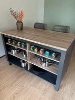 Keukeneiland incl 2 barkrukken, Huis en Inrichting, Keuken | Keukenelementen, Ophalen, Gebruikt, 100 tot 150 cm, Bruin