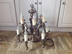 Vintage bronzen vide kroonluchter 2 rings hallamp brons, Huis en Inrichting, Ophalen, Zo goed als nieuw, Klassiek