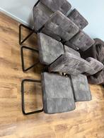 Set van 6 grijze eetkamerstoelen, Huis en Inrichting, Ophalen, Zo goed als nieuw, Metaal, Grijs