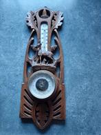 Antieke Barometer/Thermometer met Houtsnijwerk, Ophalen of Verzenden
