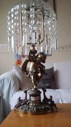 Bronzen kristallen cupido engelen tafellamp goede staat, Ophalen of Verzenden