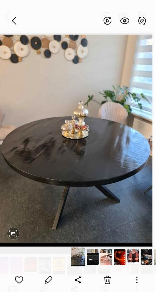 Mango Houten Eettafel, Huis en Inrichting, Tafels | Eettafels, Gebruikt, 100 tot 150 cm, Rond, Overige houtsoorten, Ophalen