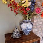 Porseleinen dekselvaas met Delfts blauw decor, Ophalen of Verzenden