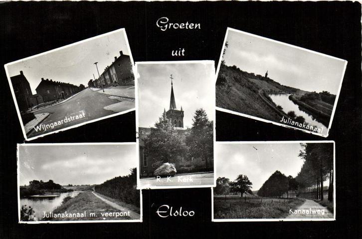 Groeten uit Elsloo - 5 afb o.a. veerpont - 1964 gelopen, Verzamelen, Ansichtkaarten | Nederland, Gelopen, Noord-Brabant, 1960 tot 1980