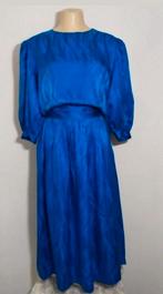 Koningsblauwe vintage jurk van 100% zijde van Argenti, Verzenden, Zo goed als nieuw, Maat 38/40 (M), Blauw