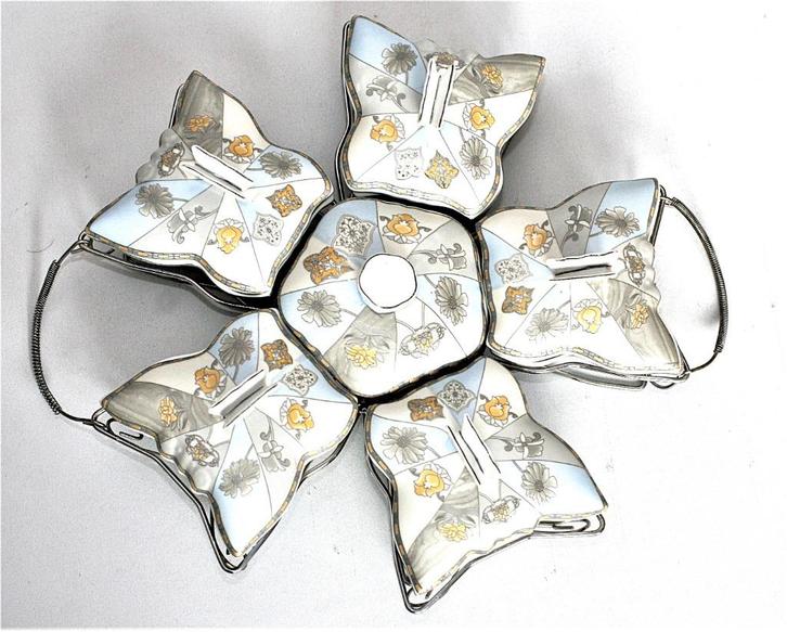 Bavaria Presenteer Vlinder Dekselschaaltjes, Antiek en Kunst, Antiek | Servies compleet, Ophalen