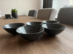 5 antraciete schaaltjes met print, Huis en Inrichting, Keuken | Servies, Ophalen of Verzenden, Zo goed als nieuw, Overige stijlen