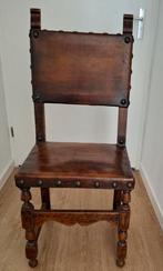 Spaanse replica eikenhouten eettafelstoelen van tuigleer, Ophalen
