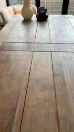 Massief Eikenhout Eettafel ongelakt en lekker doorleefd, Ophalen, Gebruikt, 200 cm of meer, 50 tot 100 cm