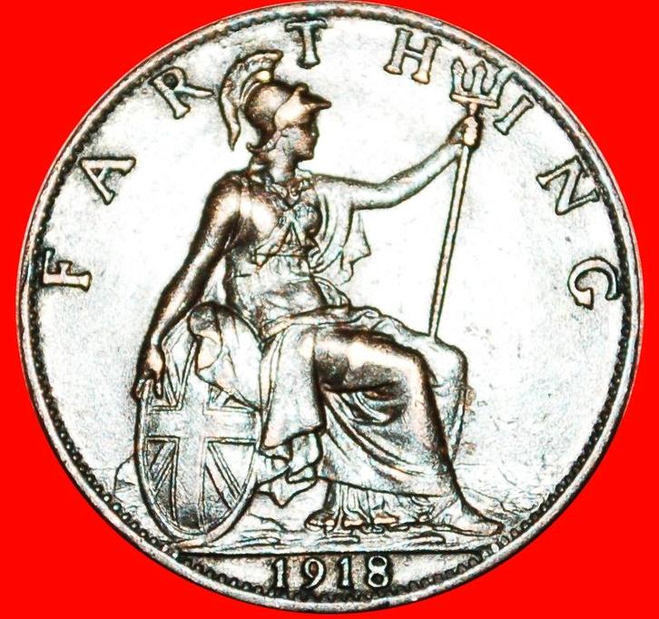 Ⰿ GEORGE V (1911-1936): GREAT BRITAIN FARTHING 1918!, Postzegels en Munten, Munten | Europa | Niet-Euromunten, Losse munt, Overige landen