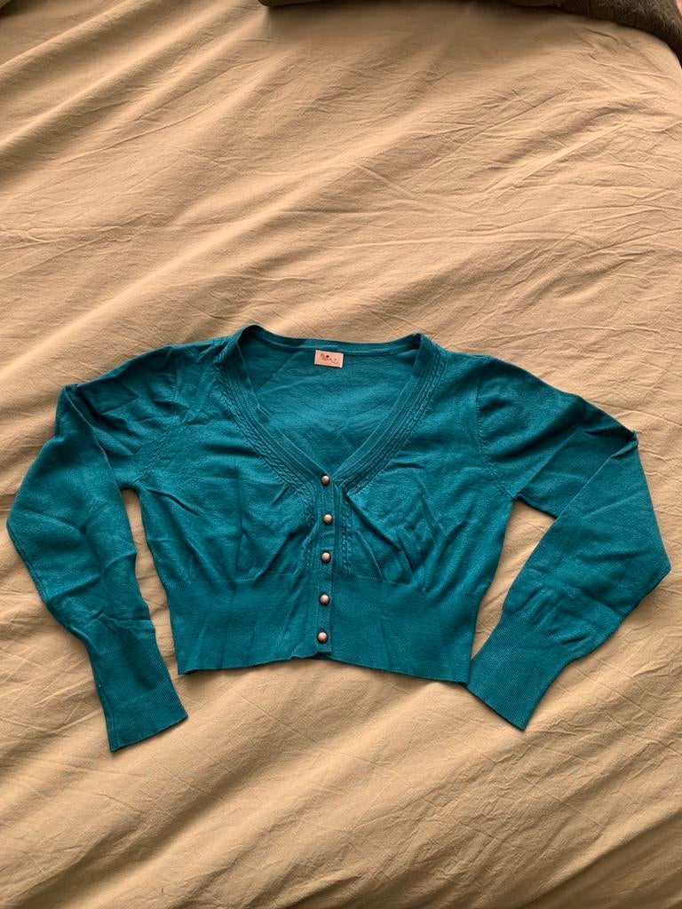 Kort petrol vestje van Heart. Maat M, Ophalen of Verzenden, Zo goed als nieuw, Maat 38/40 (M), Blauw