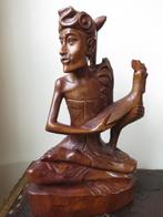 waardevol uit hout gesneden man met een haan 35/20 cm, Antiek en Kunst, Ophalen of Verzenden