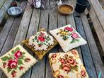 4 x vintage kussen bloemen, Huis en Inrichting, Woonaccessoires | Kussens, Ophalen of Verzenden, Overige kleuren, Vierkant