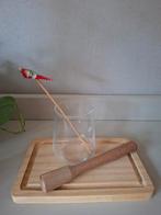 Cocktail stamper met plankje, Glas of Glazen, Ophalen of Verzenden, Overige stijlen, Glas