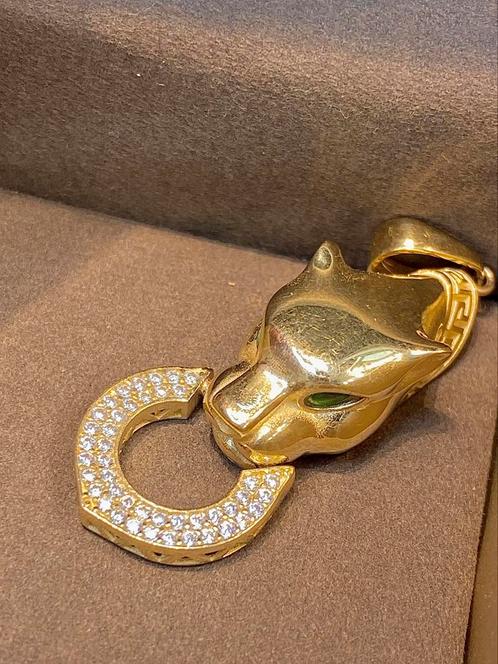 14k Gouden Panter Kettinghanger, Sieraden, Tassen en Uiterlijk, Kettinghangers, Nieuw, Goud, Goud, Dier, Met edelsteen, Ophalen of Verzenden