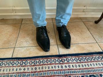 Santoni Klassieke heren zwarte veterschoenen.  Maat 8/5 beschikbaar voor biedingen