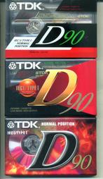 TDK D90 type I 3 verschillende cassettes NIEUW GESEALD, Verzenden, Nieuw in verpakking, 2 t/m 25 bandjes, Onbespeeld