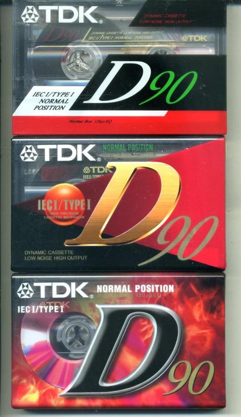 TDK D90 type I 3 verschillende cassettes NIEUW GESEALD, Cd's en Dvd's, Cassettebandjes, Nieuw in verpakking, Onbespeeld, 2 t/m 25 bandjes
