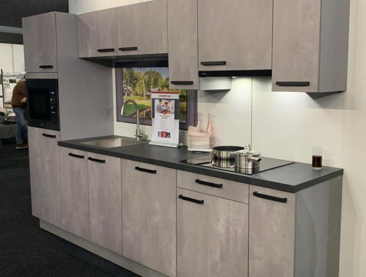 Betongrijze keuken recht, Huis en Inrichting, Keuken | Complete keukens, Nieuw, Overige typen, Grijs, Ophalen