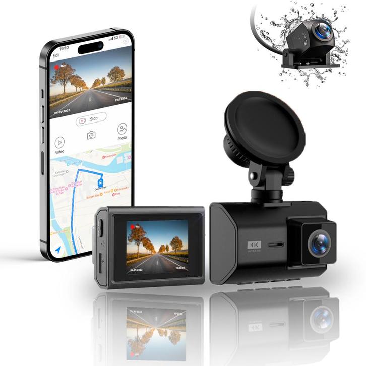 Dashcam Pro 4K + 128GB SD | WiFi/GPS | Nachtzicht, Auto diversen, Dashcams, Nieuw, Ophalen of Verzenden