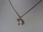 zilveren ketting met massieve hanger keeshond, Met hanger, Ophalen of Verzenden, Zo goed als nieuw, Zilver