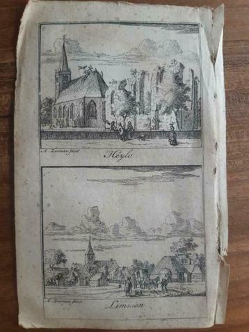 043-044 / Heylo of Heiloo - Limmen gravure uit 1732 beschikbaar voor biedingen