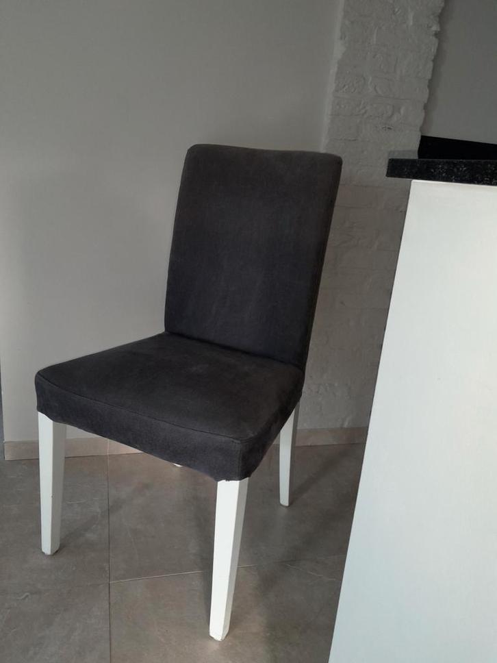 6 Antraciet Eetkamerstoelen met Wasbare Hoes, Antiek en Kunst, Antiek | Meubels | Stoelen en Banken, Ophalen