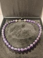 Vintage amethist ketting met verzilverde beans en slot, Ophalen of Verzenden, Overige materialen, Ketting