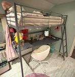 Ikea Svärta Hoogslaper met Bureau - Antraciet, Gebruikt, 90 cm, Eenpersoons, Ophalen of Verzenden