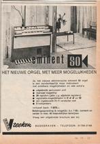 Retro reclame 1962 Vreeken Bodegraven orgel Eminent 80, Verzenden, Overige typen