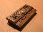 Antiek handgesneden en ingelegd houten postzegeldoosje €12,5, Antiek en Kunst, Antiek | Kantoor en Zakelijk, Ophalen of Verzenden