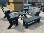 Parkbankset 7 delig zwaar uitgevoerd zwart gespoten Nieuw, Ophalen, Meer dan 8 zitplaatsen, Nieuw, Tuinset