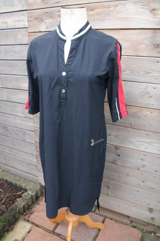 Jurk donkerblauw/ rood Jane Lushka mt L travel Vaste prijs, Kleding | Dames, Jurken, Zo goed als nieuw, Maat 42/44 (L), Blauw