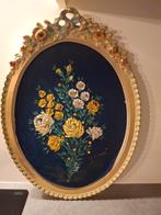 Vintage Schilderij  Fluweel met Bloemen 1973, Antiek en Kunst, Kunst | Schilderijen | Klassiek, Ophalen of Verzenden