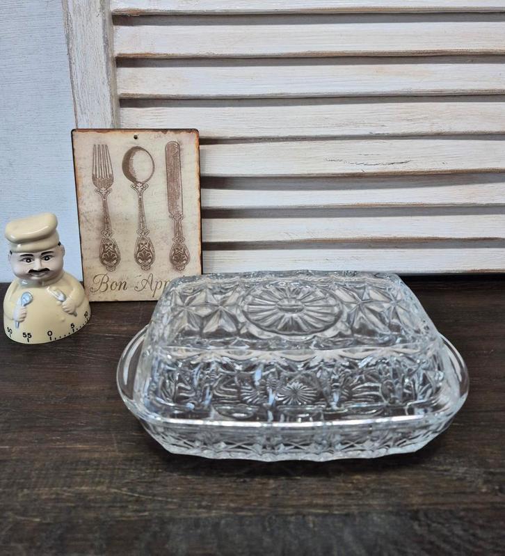 Franse glazen botervloot, Antiek en Kunst, Antiek | Glas en Kristal, Ophalen of Verzenden