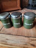 Donkergroene koffie, thee en suikerbus, Antiek en Kunst, Antiek | Emaille, Ophalen of Verzenden