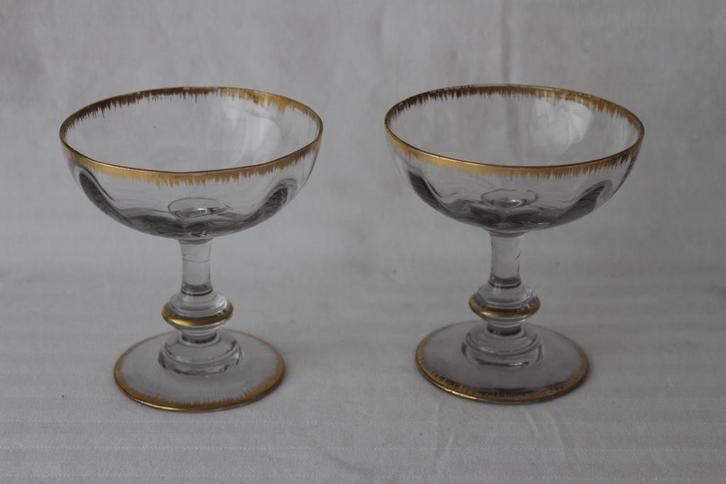 Antieke Franse Daum champagne coupes c 1910, Antiek en Kunst, Antiek | Glas en Kristal, Ophalen of Verzenden