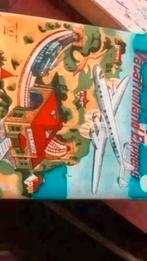 Antiek blikken vliegtuig met basis in orginele doos, Antiek en Kunst, Antiek | Speelgoed, Ophalen of Verzenden