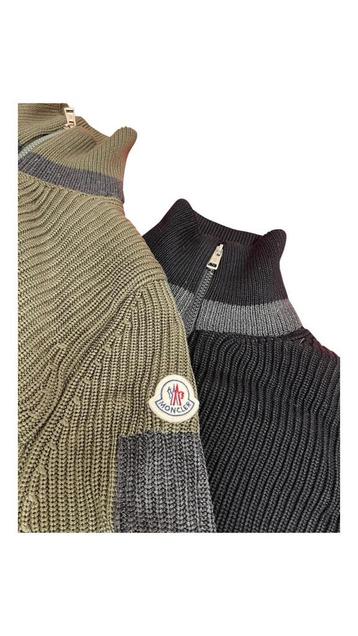 Moncler Ribgebreide vest in wolblend met gewatteerde paneel beschikbaar voor biedingen