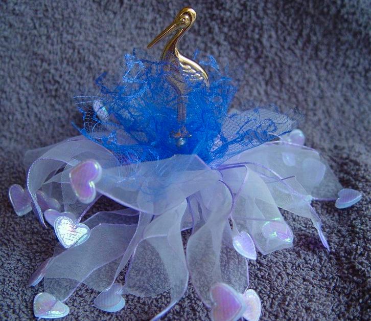 ooievaar in tule, 2 verschillende, Kinderen en Baby's, Kraamcadeaus en Geboorteborden, Nieuw, Ophalen of Verzenden