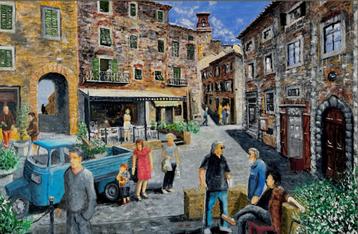 Groot modern schilderij "Campiglia Marittima" 100 x 150 cm beschikbaar voor biedingen