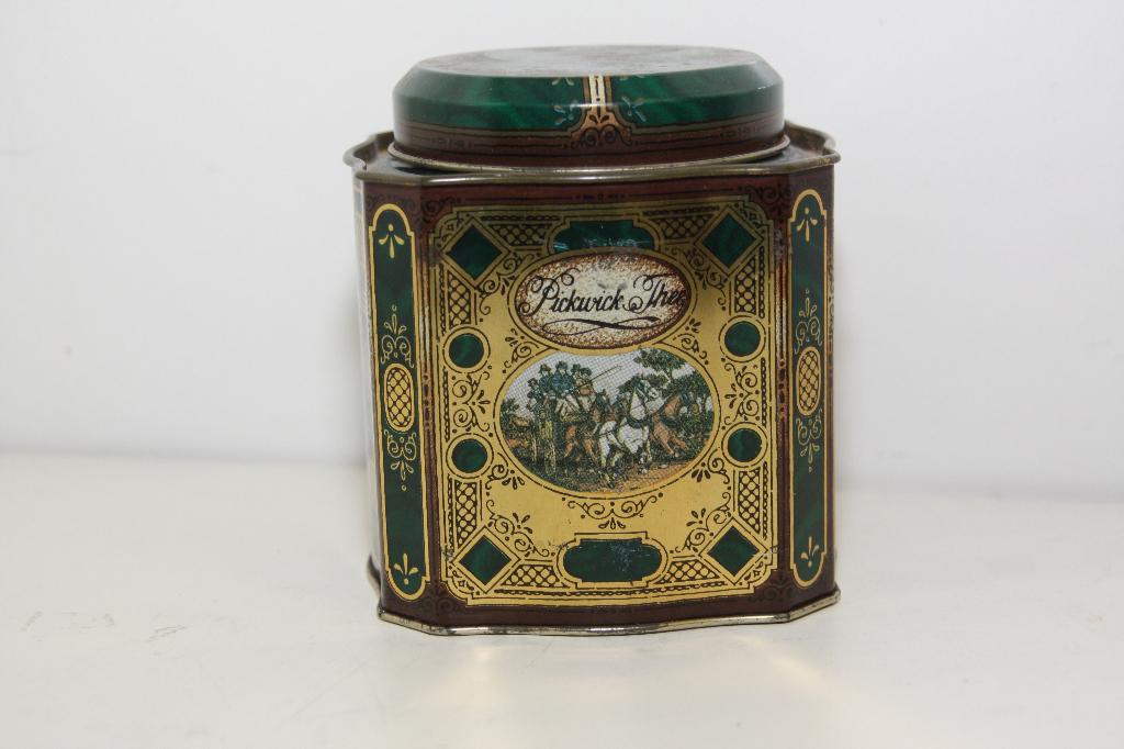 Vintage Douwe Egberts Pickwick thee blik groen., Ophalen of Verzenden, Zo goed als nieuw, Thee, Douwe Egberts