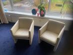 Roomwit leren fauteuils 2x goede staat, Huis en Inrichting, Fauteuils, Ophalen of Verzenden, Zo goed als nieuw, 75 tot 100 cm