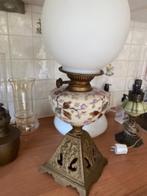 Diverse antieke olielampen, melkglas, wit glas, marmer, Ophalen of Verzenden