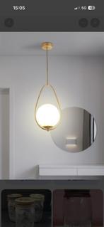 2x Avalon Hanglamp - Goud Metaal & Opaal Glas, Huis en Inrichting, Ophalen, Nieuw, Glas, Minder dan 50 cm