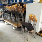 JMT kantinestoelen stoelen met zwarte stof/houten rug, Huis en Inrichting, Stoelen, Ophalen, Gebruikt, Stof, Vijf, Zes of meer stoelen