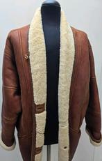 Vintage stoere lammy coat mantel jaren 90 echt schapenvacht, Bruin, Maat 42/44 (L), Ophalen of Verzenden, Vintage