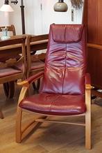 Swedese zwevend leren Design fauteuil Scandinavisch vintage, Ophalen, Vintage Scantic Scandinavisch, 50 tot 75 cm, Gebruikt